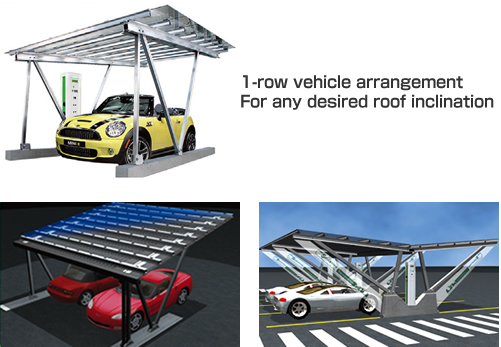 1-row vehicle arrangement For any desired roof inclination